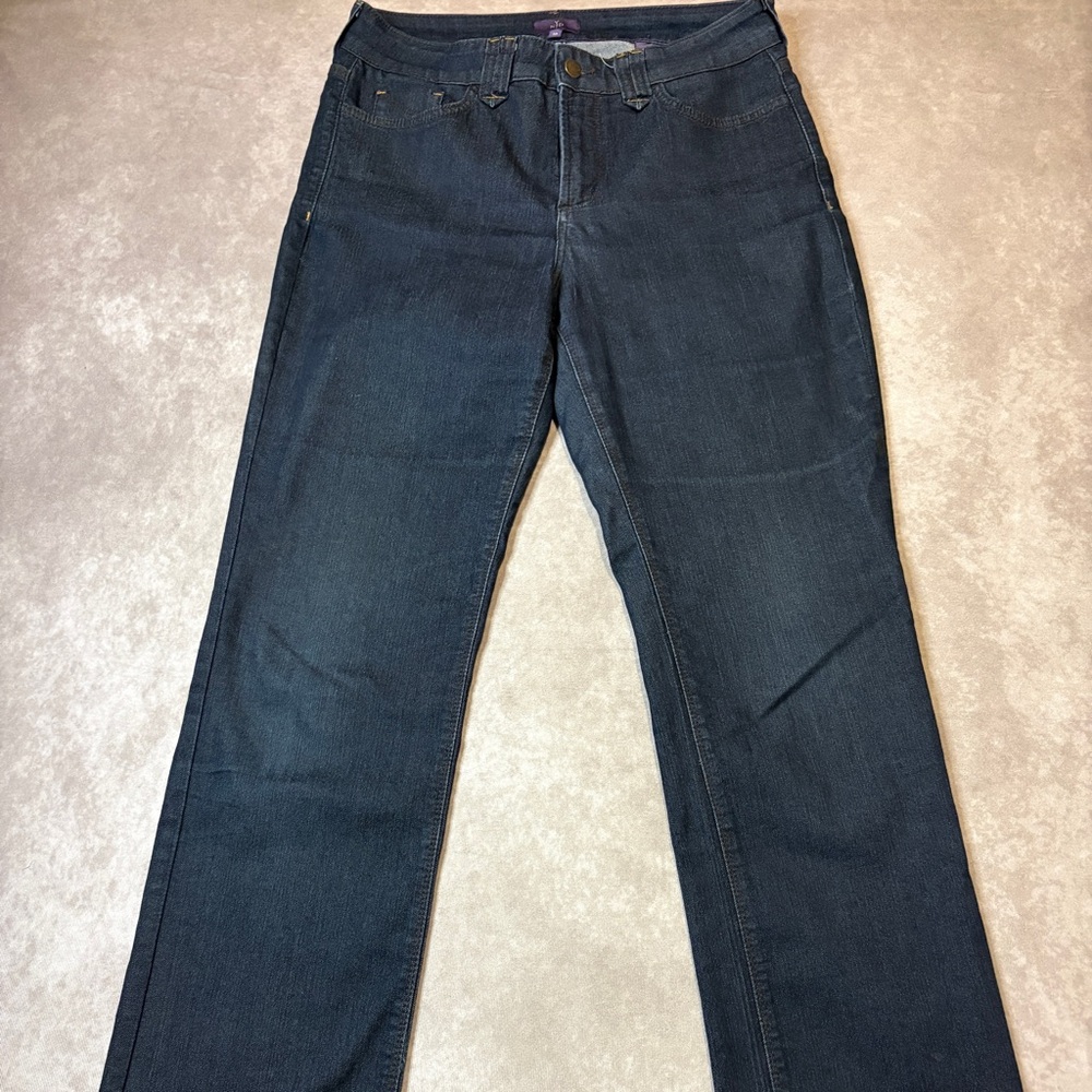 NYDJ Marilyn Straight Leg Jeans Size 10 Dark Wash Lift Tuck Shaping Denim